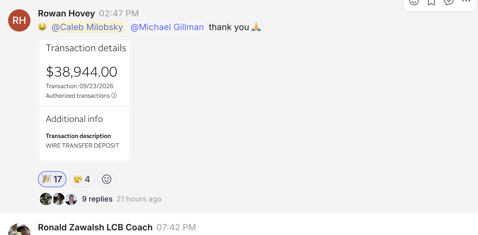 Screenshot of Rowan’s $38,944 result